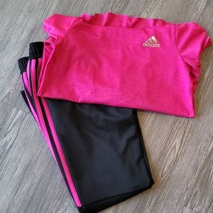 Girls Adidas Fuschia/Black Outfit